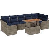 vidaXL Vrtna sedežna garnitura z blazino 8 pcs siva in mornarsko modra, (5000021073) | Shoptok.si