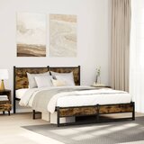 Maison Chic Kovinski Posteljni okvir - Dvoposteljna postelja - Zakonska postelja brez vzmetnice dimljen hrast 140x190cm, (21693611) | Shoptok.si