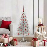 vidaXL Božično drevo med 150 LED z stojalom srebrna 120 cm PET | Shoptok.si