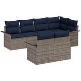 vidaXL Vrtna sedežna garnitura z blazino 7 pcs Siva Poly ratan, (5000022506) | Shoptok.si