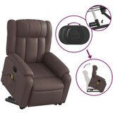 vidaXL Električni masažni stol s funkcijo vstajanja rjavo umetno usnje | Shoptok.si