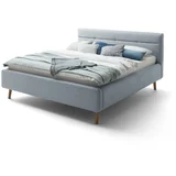 Plavi tapecirani bračni krevet s prostorom za odlaganje s podnicom 140x200 cm Lotte -