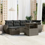 Maison Chic Seti vrtnega pohištva - Vrtna garnitura - Vrtni pohištvo set 7-delna z blazinami siv poli ratan, (21801625) | Shoptok.si