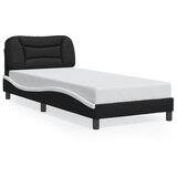 Maison Chic Posteljni okvir - Enojna postelja - Postelja za odrasle z vzglavjem črn in bel 90x190 cm umetno usnje-J9503, (21773684) | Shoptok.si