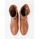 Shelvt Comfortable caramel ankle boots with ruffles | shoptok.hr
