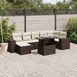  8-dijelni set vrtnih sofa s jastucima smeđi od poliratana | shoptok.hr
