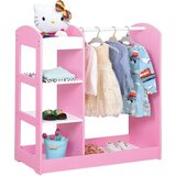 Ginger Home Dječja stalak za odjeću s ogledalom - otvoreni dječji ormar s policama i vješalicama, ružičasti, 94x38x100 cm | shoptok.hr
