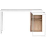 MID.YOU kotna pisalna miza kovina, leseni material bela, barve hrasta | Shoptok.si