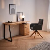 CARRYHOME pisalna miza kovina, leseni material črna, barve hrasta | Shoptok.si