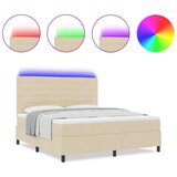  Krevet s Box Spring s Madracem i LED Bež 180x200 cm Tkanina | shoptok.hr
