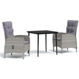  3-dijelni vrtni blagovaonski set s jastucima sivo-crni | shoptok.hr