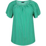 Zizzi Bluza 'Bella' zelena / bela | Shoptok.si