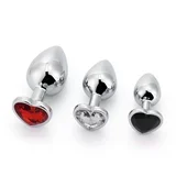 Brutus 3 size alu plug set with colored heart shaped stone
