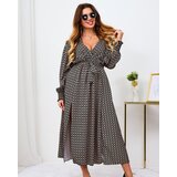 Resti Beige and black patterned women's maxi dress | Shoptok.si