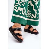 Boto Womens Platform Slippers With Golden Buckles Black Wernone | Shoptok.si