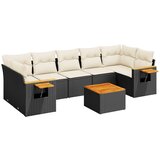 Maison Chic Seti vrtnega pohištva - Vrtna garnitura - Vrtni pohištvo set 8-delna z blazinami črn poli ratan, (21798867) | Shoptok.si