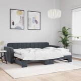vidaXL Izvlečna dnevna postelja z vzmetnico tem. siva 80x200 cm žamet Cene