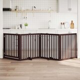 vidaXL Ograda za pse z vrati zložljiva 4 paneli rjava 320cm topolovina | Shoptok.si