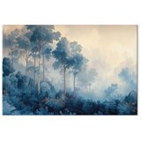  Slika - Landscape with Trees in Illustrative Style Fairy-Tale Blue Forest 120x80 Na talijanskom platnu | shoptok.hr