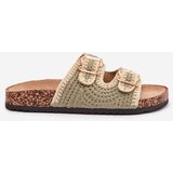 Boto Crochet Women's Sandals With Golden Buckles Green Fenira | shoptok.hr