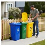 Multistore Set 3 kante za smeće - 120 L (3 boje), gumirani točkovi, papir, staklo, plastika | Eponuda.com