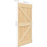  Klizna vrata Prirodna i crna 100 x 210 cm Masivna borovina | shoptok.hr