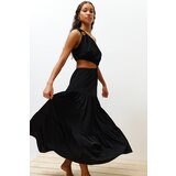 Trendyol Black Maxi Woven Cut Out/Window One Shoulder Beach Dress Cene