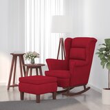 vidaXL gugalni stol z lesenimi nogami in stolčkom vinsko rdeč žamet | Shoptok.si