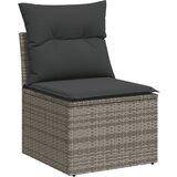 Maison Chic Vrtni Stoli - Stol za vrt brez naslonjal z blazinami siv poli ratan JS646, (21879059) | Shoptok.si