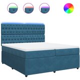 vidaXL Box spring postelja z vzmetnico modra 200x200 cm žamet, (21305300) | Shoptok.si