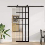 vidaXL Klizna vrata s priborom crna 76 x 205 cm od ESG stakla Cijene