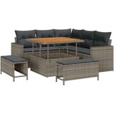  Vrtna garnitura - 8-dijelni set vrtnih sofa s jastučićima siva poli ratan acacija 3-dijelni set vrtnih blagovaonica s jastučići | shoptok.hr