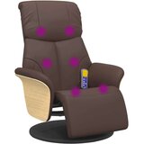  Masažni naslanjač z naslonom za noge rjavo umetno usn | Shoptok.si