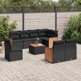 vidaXL 9-dijelni set vrtnih sofa s jastucima crni od poliratana | shoptok.hr