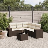  6-dijelni set vrtnih sofa od poliratana s jastucima smeđi | shoptok.hr