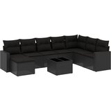  9-dijelni set vrtnih sofa s jastucima crni od poliratana | shoptok.hr