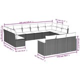  13-dijelni set vrtnih sofa od poliratana s jastucima sivi | shoptok.hr