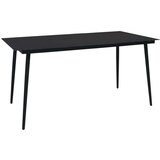  Vrtni blagovaonski stol crni 150 x 80 x 74 cm čelik i staklo Cijene