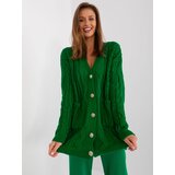 Fashion Hunters Green cardigan with cables Cene