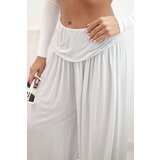 Kesi Włoski Women's viscose trousers with wide leg and ruffles grey | shoptok.hr