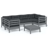  Vrtna sedežna garnitura 7-delna z blazinami siva borovina, (20971932) | Shoptok.si