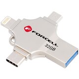 forcell F-DATA Metal Quad 32 GB USB flash USB 3.2 Gen 1 (USB A/Type C/Lightning/Micro USB) srebrni | ePonuda.com