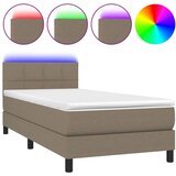  Krevet box spring s madracem LED smeđesivi 90x200 cm tkanina | shoptok.hr