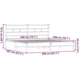 Metalni Kovinski posteljni okvir brez vzmetnice rjavi hrast 200x200 cm, (21610625) | Shoptok.si
