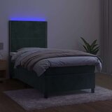 vidaXL Box spring postelja z vzmetnico LED tem. zelena 90x19 | Shoptok.si