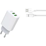 L85C stenski polnilec 2x USB 2,4A + tipC USB kabel