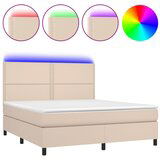 Maison Chic Box spring postelja - Vzmetna postelja vzmetnico LED kapučino 180x200 cm um. usnje SL15804, (21895783) | Shoptok.si