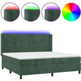  Box spring postelja z vzmetnico LED tem. zelena 200x200cm žamet, (20895047) | Shoptok.si
