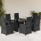 vidaXL 7-dijelni vrtni blagovaonski set s jastucima crni od poliratana | shoptok.hr