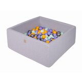 MeowBaby Square Ball Pool, 90x90x40 cm s 300 žogami, bombaž, svetlo siva: Heather/Yellow/Mint/Silver, (21333859) | Shoptok.si